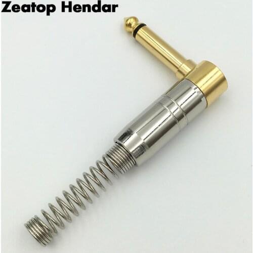 1Pcs New 90Degree Angle 6.35mm Mono Audio Plug Jack Amplifier Microphone Plug King Protection Device with Spring