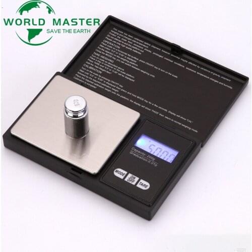 World Master 100 200 500 1000 0.01g/0.1g Digital Kitchen Scale Jewelry Gold Balance Weight LCD Pocket Weighting Electronic Scale