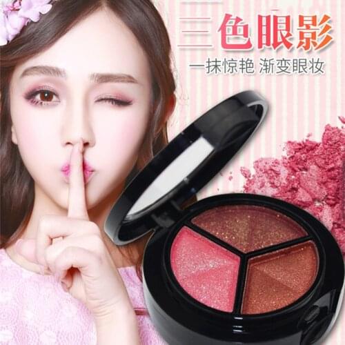 Shimmer Glitter 3 Colors Eyeshadow Palette With Brush & Mirror Makeup Cosmetics