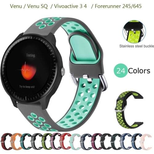20mm 22mm Strap for Garmin Vivoactive 3 4 Venu SQ Silicone Watch Bands for Garmin Forerunner 245 645 Venu Bracelets Wristbelts