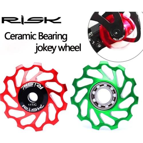 RISK RA126 MTB Road Bike 11T Aluminum Alloy Jockey Wheel Rear Derailleur Ceramic Bearing Guide Wheel Bicycle Jockey Roller Parts