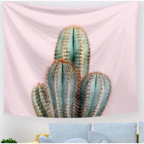 Pink Green Cactus Tapestry Tropical Leaves Palm Tree Leaf Wall Hanging Tapestries Landscape Yoga Beach Towel INS Decor for Home