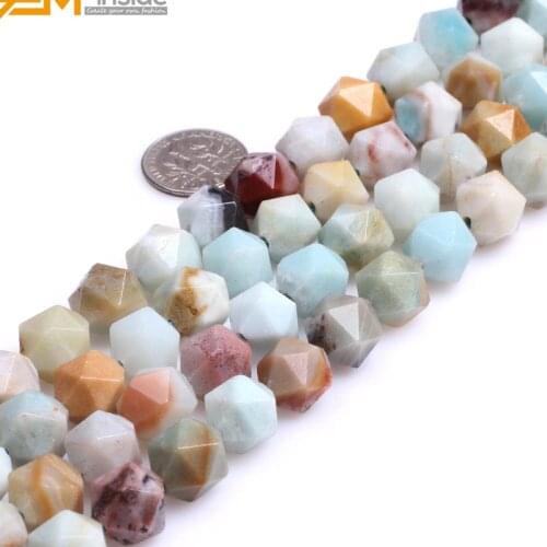 Gem-inside AAA Grade Natural Faceted Multicolor Amazonite Beads For Cambay Jewelry Making 6-12mm 15inches DIY necklace
