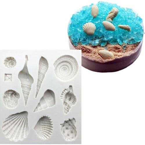 Wholesale 10 pcs/lot Conch Shell Silicone Mold Sugarcraft Cookie Cupcake Chocolate Baking Mold Fondant Cake Decorating Tools