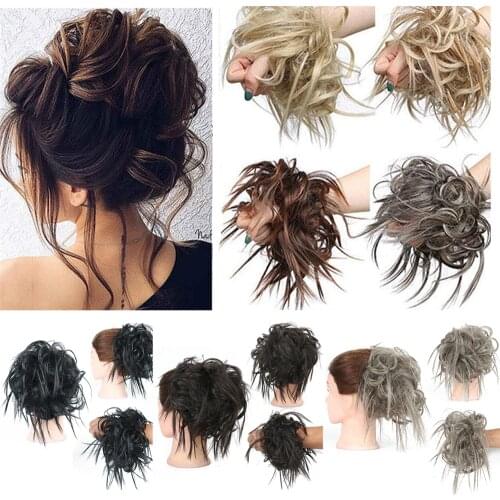 Synthetic Chignon Messy Scrunchie Elastic Band Hair Bun Straight Updo Hairpiece High Temperture Fiber Natural Fake Hair