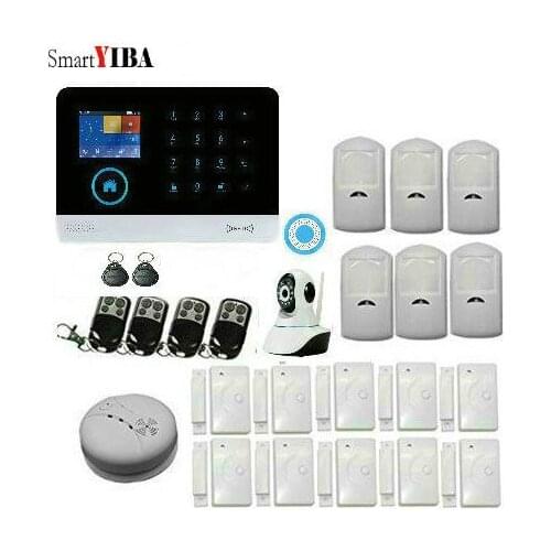 SmartYIBA Wireless WIFI GSM Home Security System Kit Security Alarm System Support IOS Android IP Camera Smoke Detector