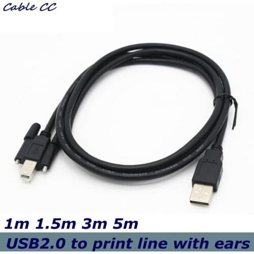 USB 2.0 A male to USB 2.0 B male B type printer scanner with screw panel cable mounting hole connector industrial cable 1-5 m