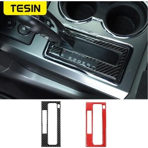 TESIN Interior Mouldings Car Gear Shift Decoration Panel Decorative Stickers Carbon Fiber Cover for Ford F150 Raptor 2009-2014