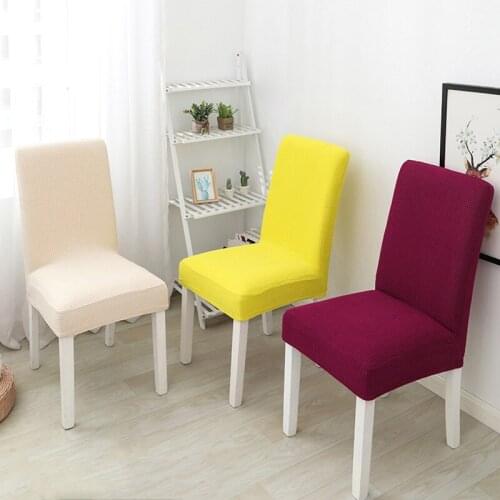 Solid Color Jacquard Chair Covers Stretch Spandex Slipcovers For Wedding Dining Room Office Banquet Housse Hotel Chair Cover