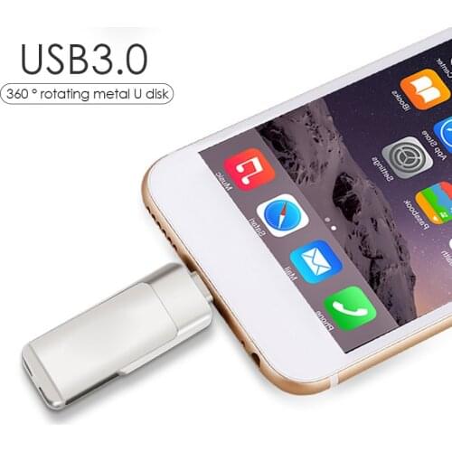 3 in 1 USB 3.0 Pen Drive OTG Lightning 64GB USB Flash Drive 32GB Pendrive 16GB For iPhone 360 Degree Rotating U Stick Memory