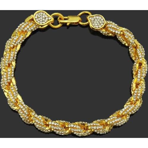 Hip Hop Jewelry Europe and the United States Diamond-studded Thick Three-dimensional Twist Chain Bracelet Bracelet