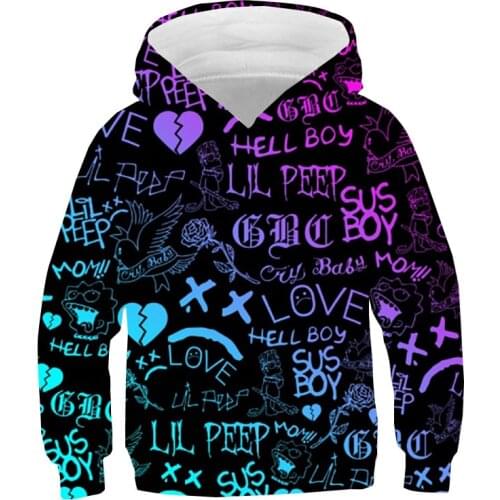 Funny 3D Lil Peep Hoodie Childrens Sweatshirt Women Streetwear Fashion Harajuku Hoodies Adults Pullover Clothes Boys Teenagers