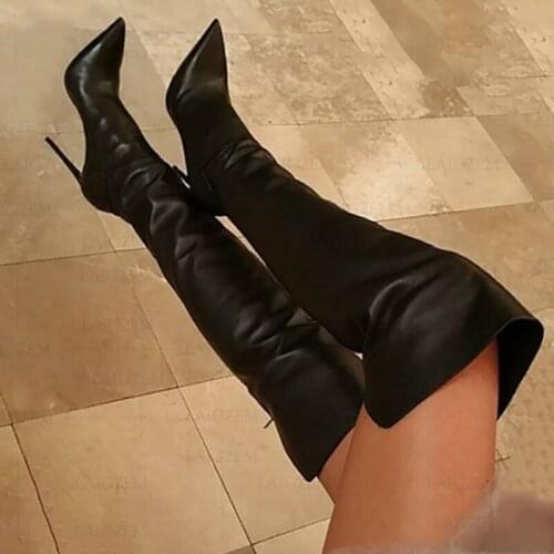 DOBANER Women Over Knee Boots Stiletto High Heels Back Zip Ladies Shoes Woman Boots Black 2021 Party Club Plus Size 38 43 44 47