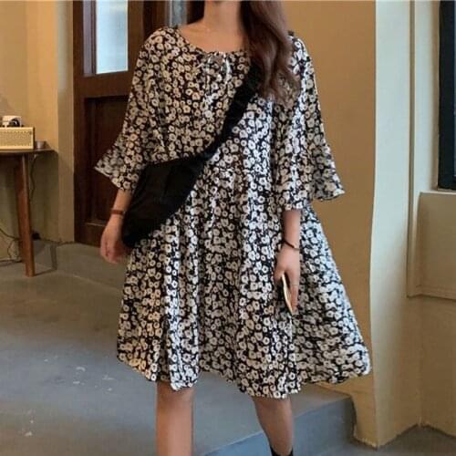 Size 6XL 150KG Plus Size Flower Dress For Women O Neck Casual Loose Floral Dress Female Short Sleeve vestidos Summer Dresses