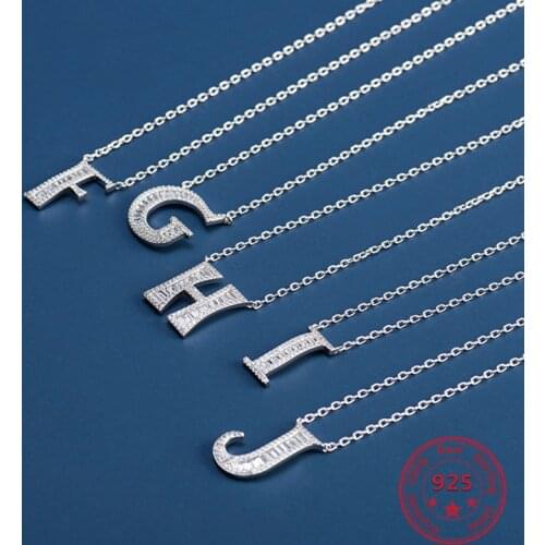 Romantic 925 Sterling Silver Jewelry Fashion 26 Letters Zircon Pendant Necklace Initial Name Necklaces Gift For Women