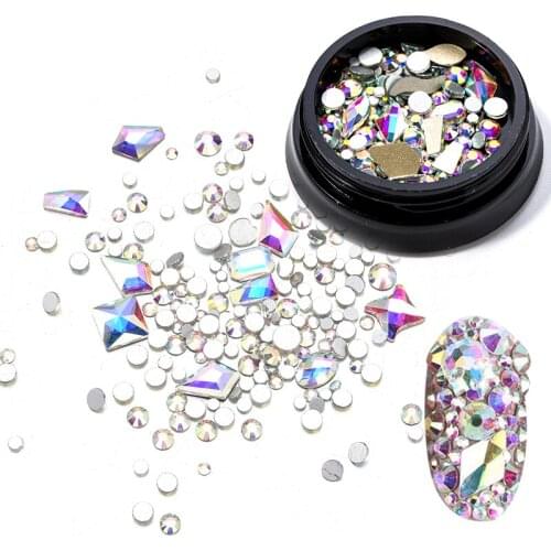1 Box Colorful Polish Mixed Shape Hollow Alloy Rhinestones Nail Glitter Design Decorations for 3D Nail Arts Manicure Accessories