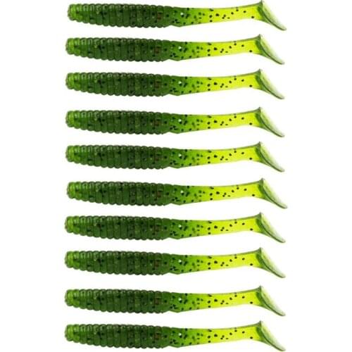 10Pcs/Bag Trulinoya Soft Fishing Bait 7.5cm 2.1g Silicone Grub Bait Worm Fish Lure with Salt Smell Fishing Tackle