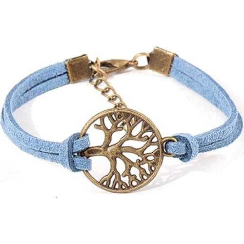 5 Colors 2016 Spring New Arrival Vintage Round Tree of Life 2 Layers Leather Bracelets Men