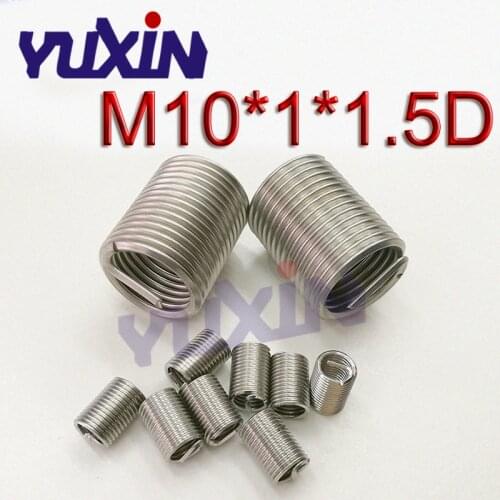 50pcs M10*1*1.5D Wire Thread Insert Stainless Steel 304 Wire Screw Sleeve, M10 Screw Bushing Helicoil Wire Thread Repair Inserts
