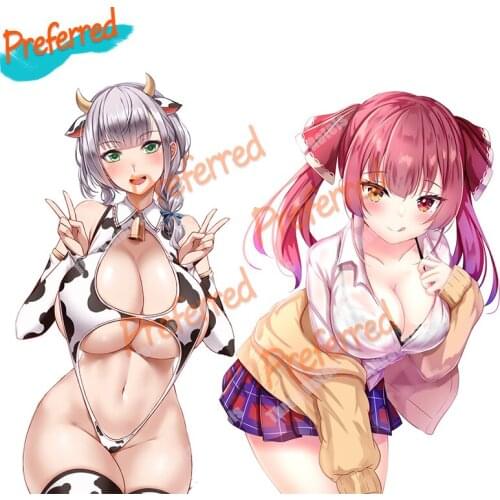 Ratels B50 Houshou Marine Uruha Rushia and Shirogane Noel Hhololive Car Stickers Decals for Peugeots 207 Vinyl Material