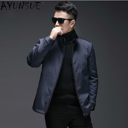 AYUNSUE 2020 Natural Mink Fur Jacket Real Fur Coat Men Winter Jacket Parka High Quality Mink Collar Parkas Hombre L18-4903 J5146