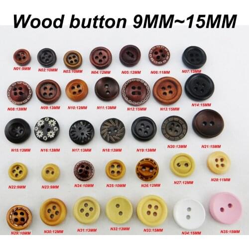 100PCS COFFEE Painting Wooden Buttons 10MM Sewing Clothes Boots Coat Accessory Kid Shirt Button 4 Holes MCB-973