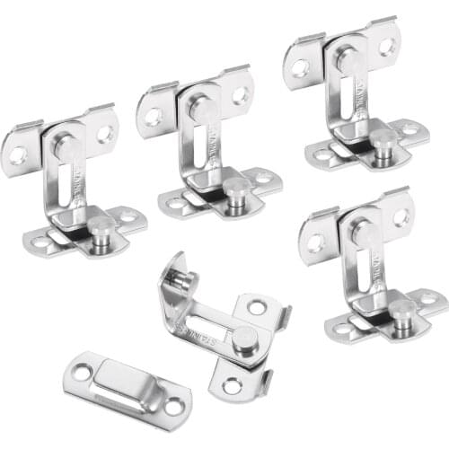 Dophee 5 sets Cabinet Fitting Hasp Latch Hotel Sliding 90 Degree Door Lock Stainless Steel Barrel Bolt Household