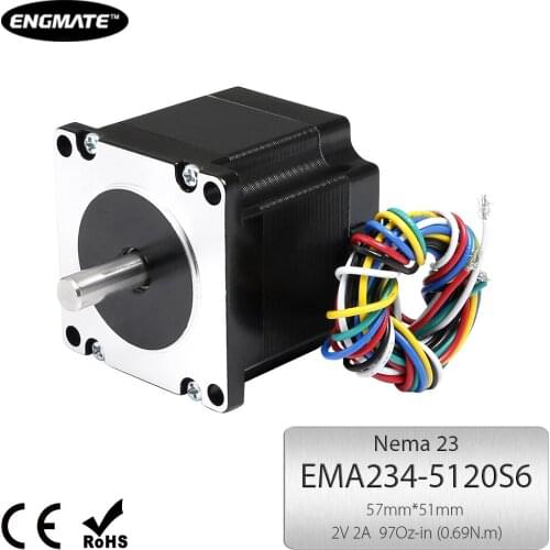 ENGMATE EMA234-5120S6 Nema 23 97Oz-in (0.69N.m) CNC Router Stepper Motor 6 Wire Single Shaft for CNC Machine Tools etc
