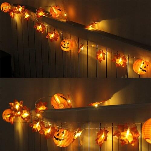 10/20 LED Pumpkin Maple Leaf String Lights Halloween 3D Pumpkin Garland Lights for Xmas Halloween Thanksgiving Fall Decoration