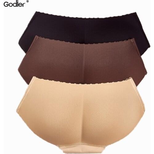 Godier Sexy Padded Panties Seamless Bottom Panties Buttocks Push Up Lingerie Womens Underwear Good Quality Butt Lift Briefs