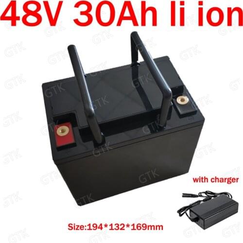 GTK waterproof 48v 30ah lithium ion battery 48V li ion BMS for 2000W tricycle Solar system Rickshaw tricycle bike +5A Charger