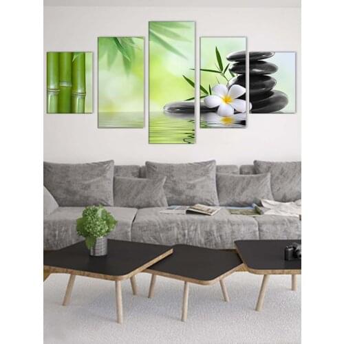 5PCS/Set NO Frame Modern Zen Canvas Picture Bamboo Green Pictures on Canvas Wall Painting Art for Home Office Decorations