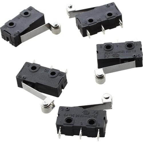 WSFS Hot 5 Pcs Micro Limit Switch Roller Arm Subminiature SPDT Snap Action Switch Black