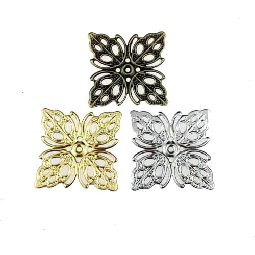 24pcs 25mm Wholesale Filigree square crafts Hollow Embellishments Findings,Jewelry Accessories ornaments