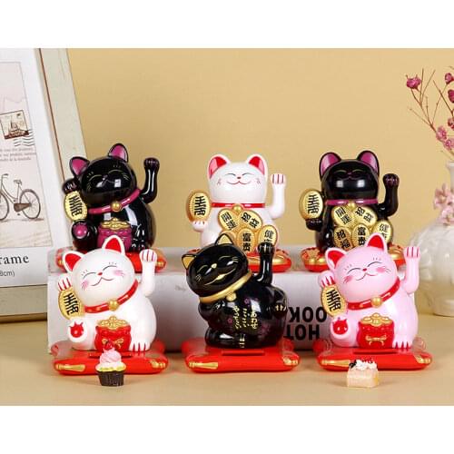 Solar Powered Maneki neko Wealth Shaking Hands Lucky Cat Beckoning Fortune Cute Birthday Gift