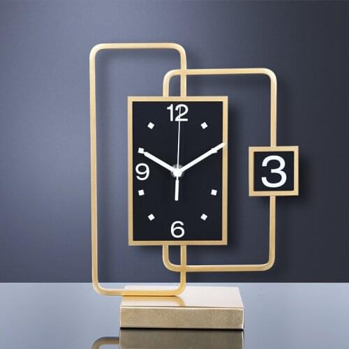Minimalist Luxury Table Clock Metal Creative Silent Alarm Clock Living Room Modern Design Reloj Escritorio Wrought Clock AC50TC