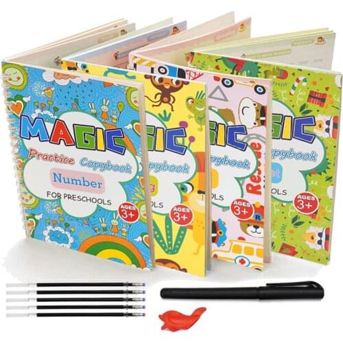 Reusable 3D Groove Magic Book, Handwriting and Correcting Childrens Books, Calligraphy Copybook Books,education Montessori Toys