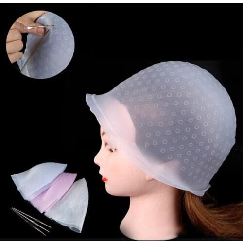 Reusable Hair Coloring Highlighting Cap Silicon Hiair Dye Cap Frosting Coloring Hat Cotton Hair Steamer Bonnet for Salon Use