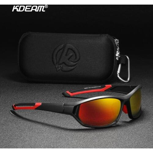 Mens Polarized Sunglasses Sport Driving Goggle TR90 Ultra Lightweight Kdeam Wrap Around UV400 Shades With Free Hard Case