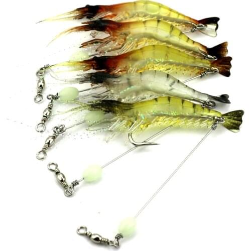 1pcs Shrimp Soft Lure 7.5cm/6g Fishing Artificial Bait With Glow Hook Swivels Anzois Para Pesca Sabiki Rigs Fishing Lure SO028