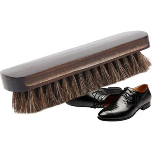 2019New 1Pcs Horse Hair Shoe Brush Full Horse Hair Oil Polish Tool Scrub Suede Fur Clear Leather Shoes Ash Clean