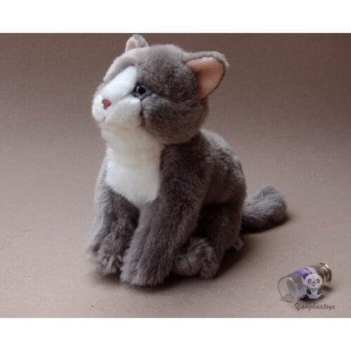 Plush Toy Gray Cats Dolls Simulation Animals Toys Children Birthday Gifts