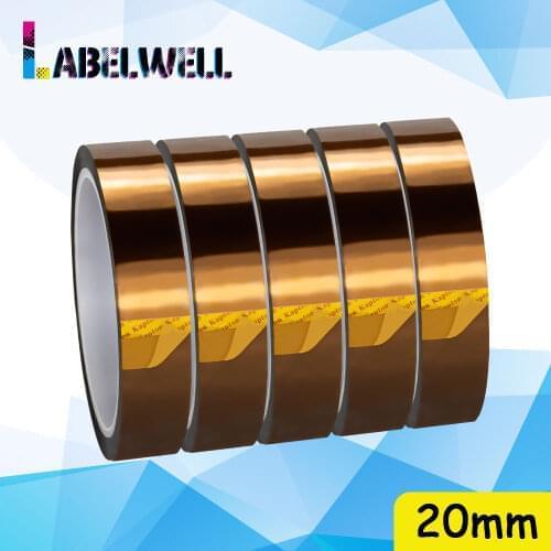 Labelwell 5pcs Brown color Polyimide Adhesive Insulating Adhesive Tape 20mm Width for High Temperature Heat BGA Tape Kapton tap