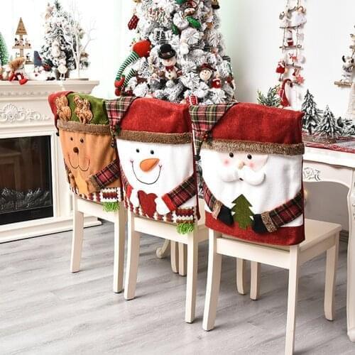Christmas Cartoon Chairs Cover Santa Claus Snowman Printed Non-Woven Fabric Chairs Cover Xmas Decorations Party Supplies