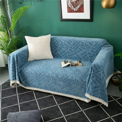 Blue Golden Geometric Pattern Sofa Cover Towel For Living Room Throw blanket Slipcovers Furniture Couch Cover Thick Fabric Lace