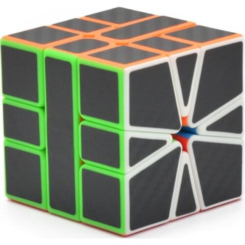 SQ1 Square-1 56mm 3x3x3 Speed Magic Cube Twist Puzzle Toy Brain Teaser IQ Game 3x3 Black Carbon Fibre Special-shaped ABS Smooth