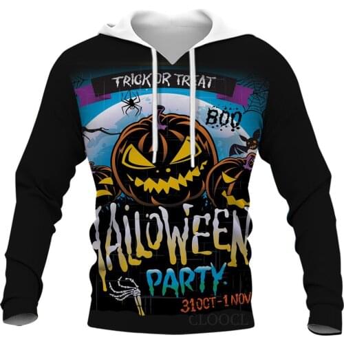 CLOOCL Halloween Party 3D Hoodies Printed Pumpkin Trick Hoodies Long Sleeve Men Women Hooded Pullover Harajuku Streetwear