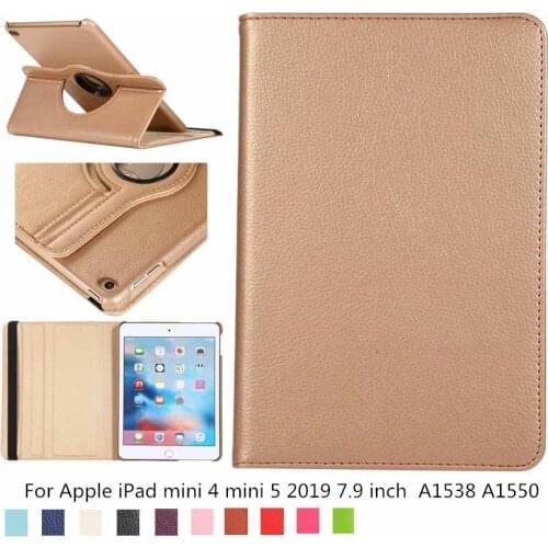 360Degree Rotating litchi Leather Smart Shell Cover Case for Apple iPad mini 4 mini 5 2019 7.9 inch mini4 mini5 A1538 A1550+film