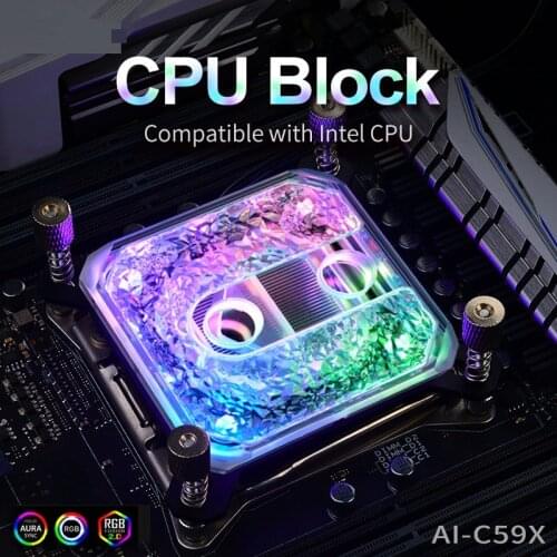 Syscooling Ice crystal CPU Water Block used for intel LGA115x/LGA2011/1366 Motherboard Socket / ARGB Light Supports