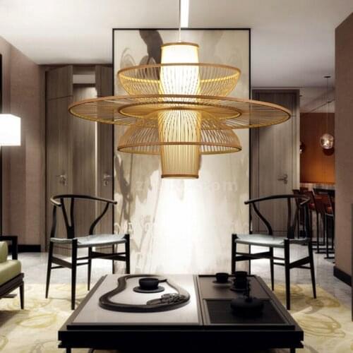 Japanese Bamboo Pastoral Rattan pendant lamp Wooden Restaurant Lighting Bamboo Decorative pendant lights